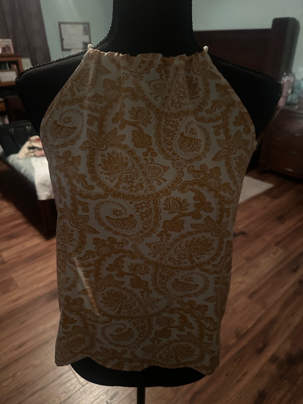 Authentic Original Vintage Style Yellow Paisley Halter Top
